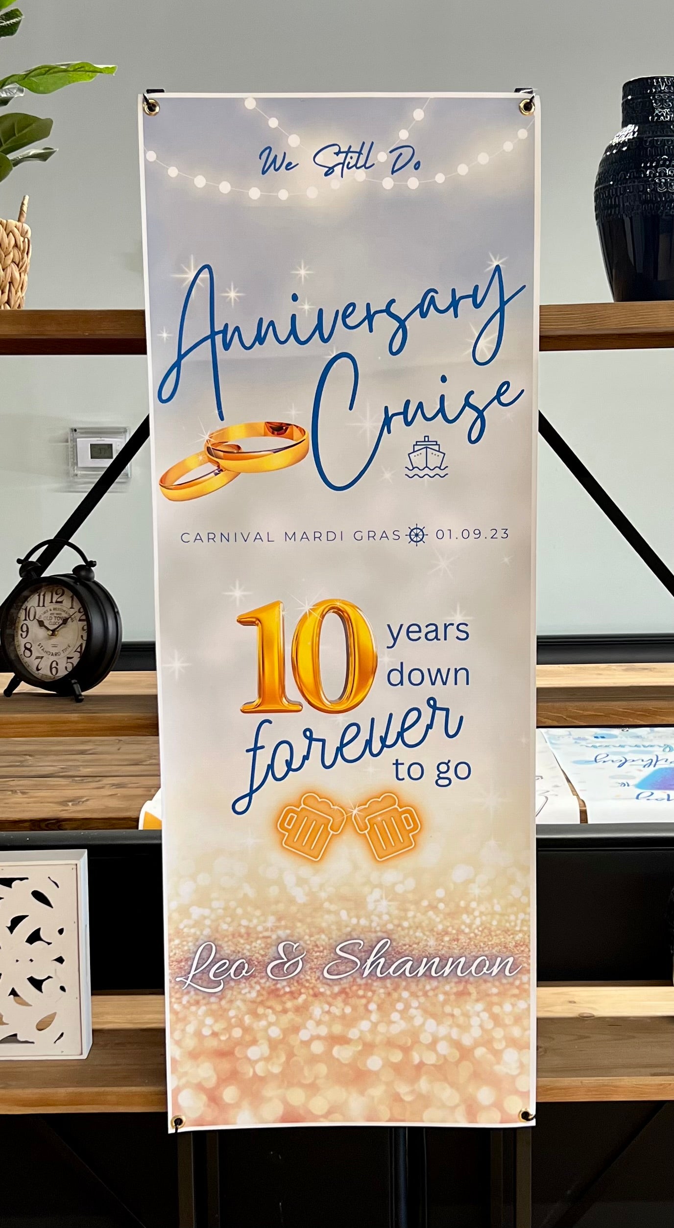 Anniversary Cruise Cabin Door Banner - Beer Mugs